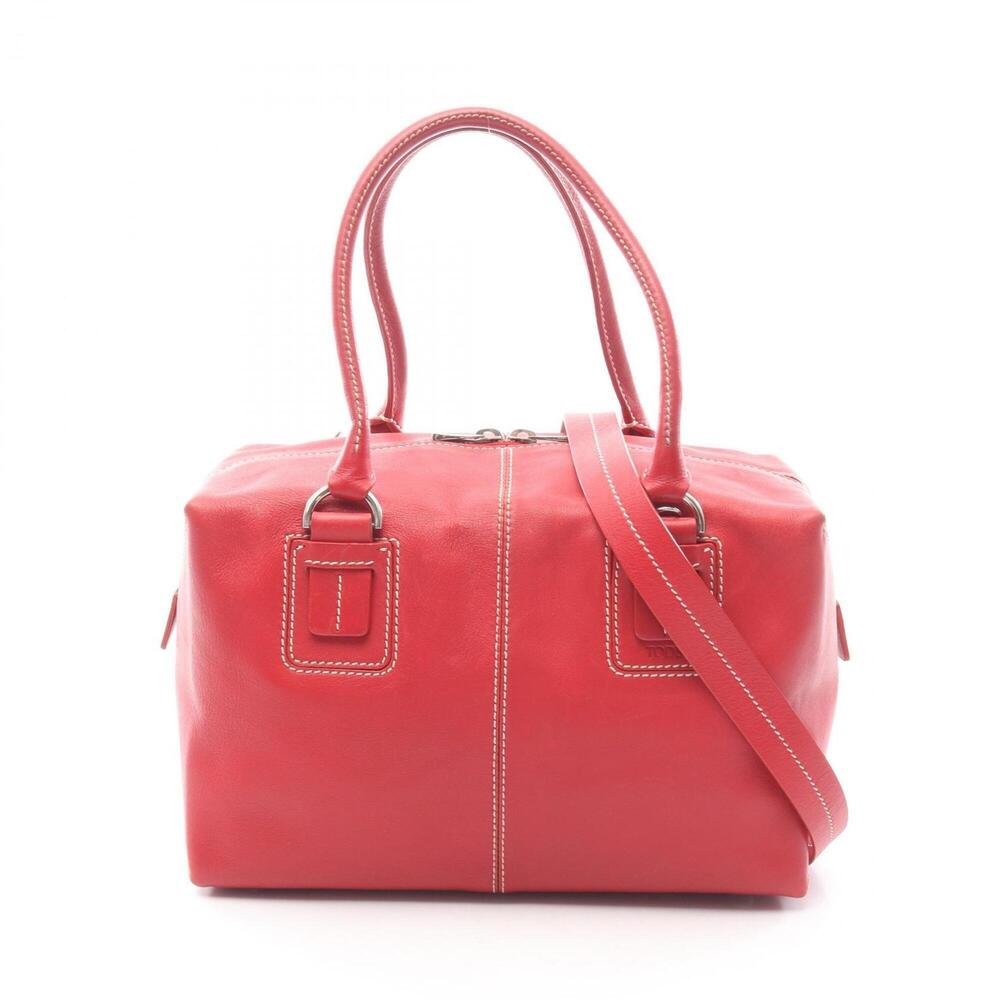 Tod's Tote Bag Handbag Leather Women's Red